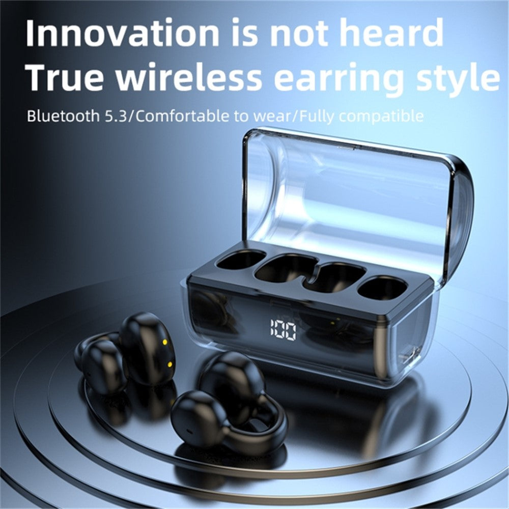 FK8 Bone Conduction Bluetooth-compatible Earphones Ear Clip Headphones with Digital Display Charging Case