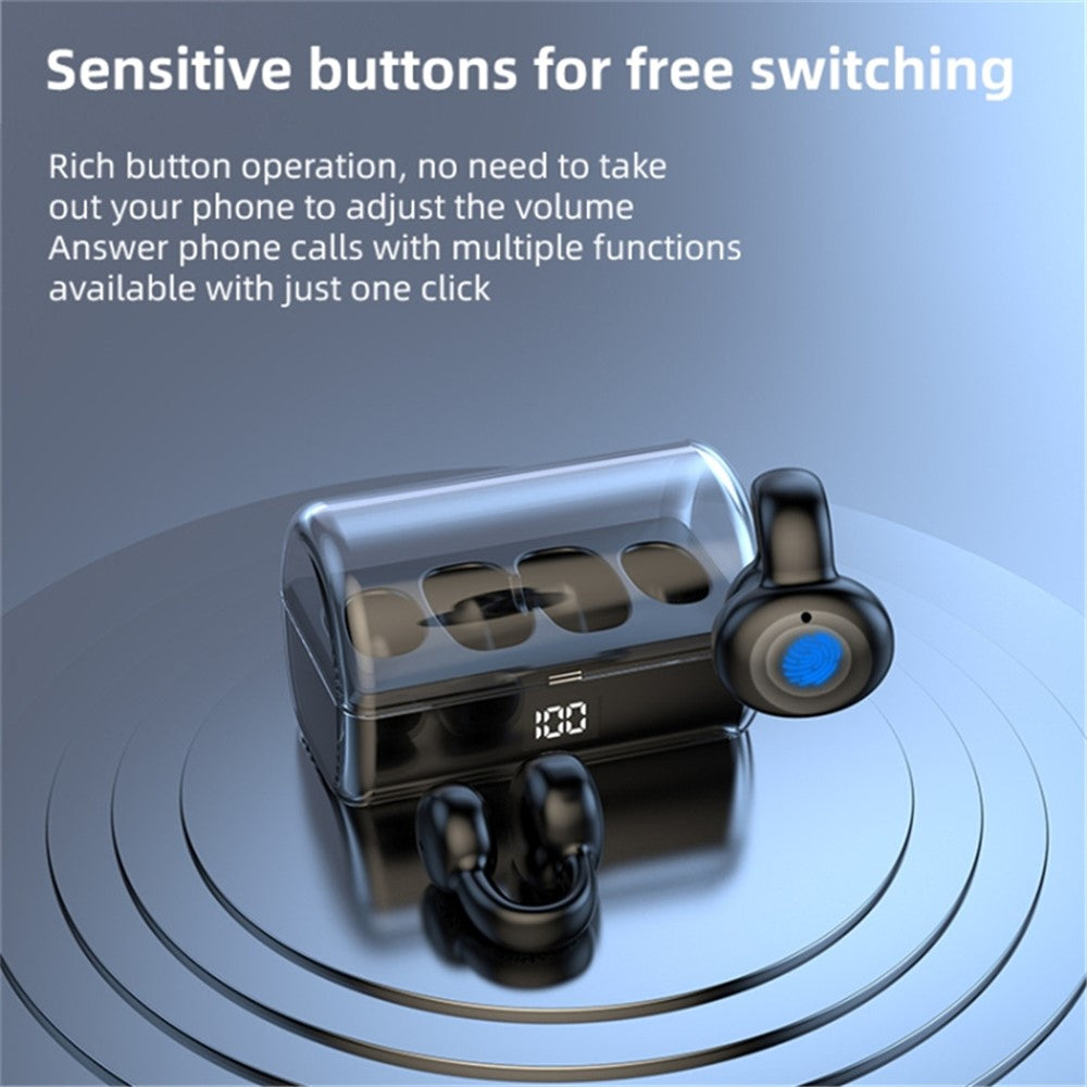 FK8 Bone Conduction Bluetooth-compatible Earphones Ear Clip Headphones with Digital Display Charging Case