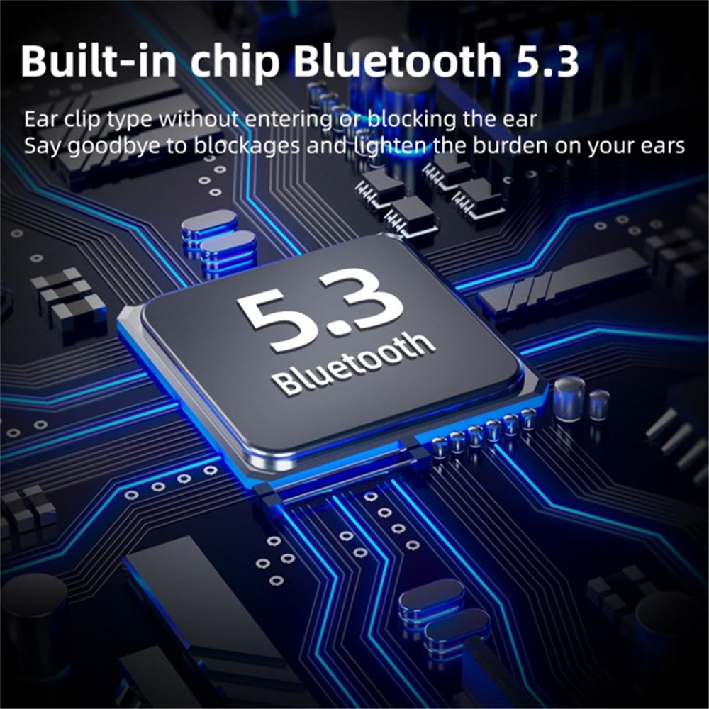 FK8 Bone Conduction Bluetooth-compatible Earphones Ear Clip Headphones with Digital Display Charging Case