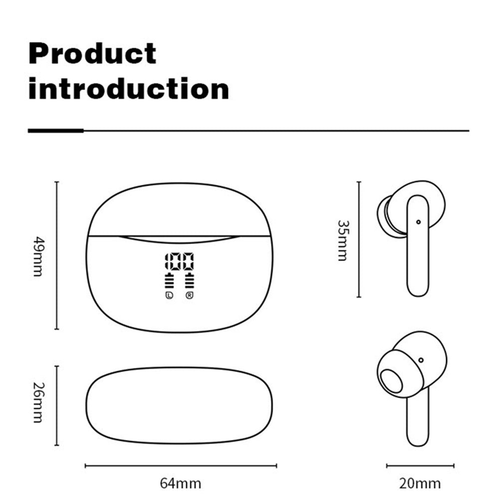 S52 TWS Earphones Stereo Sound Bluetooth-compatible 5.3 Semi-in-ear Wireless Headphones