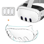PC Case for Meta Quest 3 VR Headset with 3Pcs Tempered Glass Lens Film