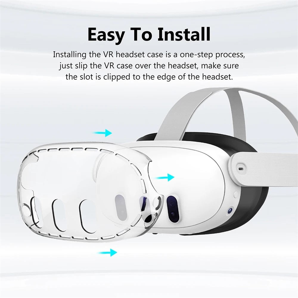 PC Case for Meta Quest 3 VR Headset with 3Pcs Tempered Glass Lens Film