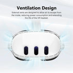 PC Case for Meta Quest 3 VR Headset with 3Pcs Tempered Glass Lens Film