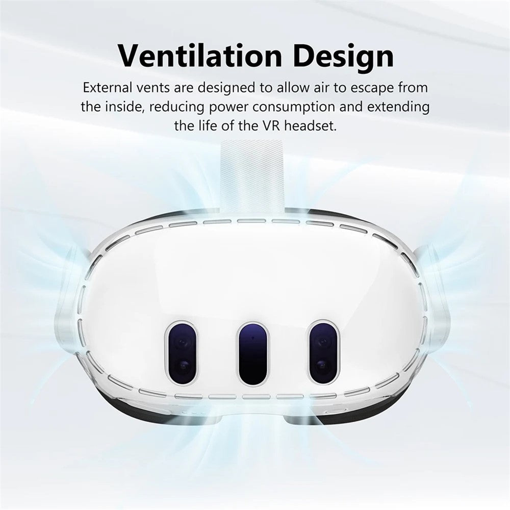 PC Case for Meta Quest 3 VR Headset with 3Pcs Tempered Glass Lens Film