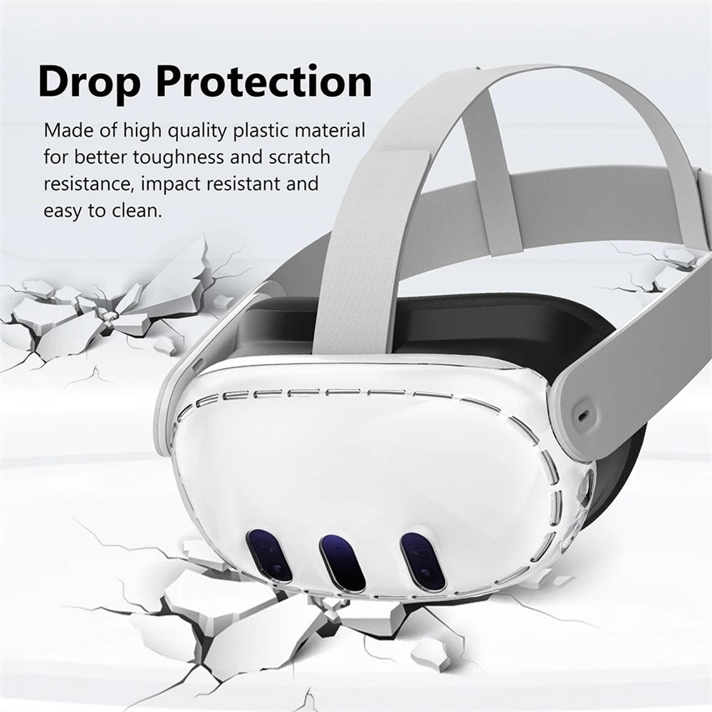 PC Case for Meta Quest 3 VR Headset with 3Pcs Tempered Glass Lens Film