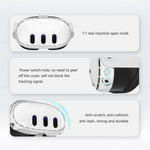 PC Case for Meta Quest 3 VR Headset with 3Pcs Tempered Glass Lens Film