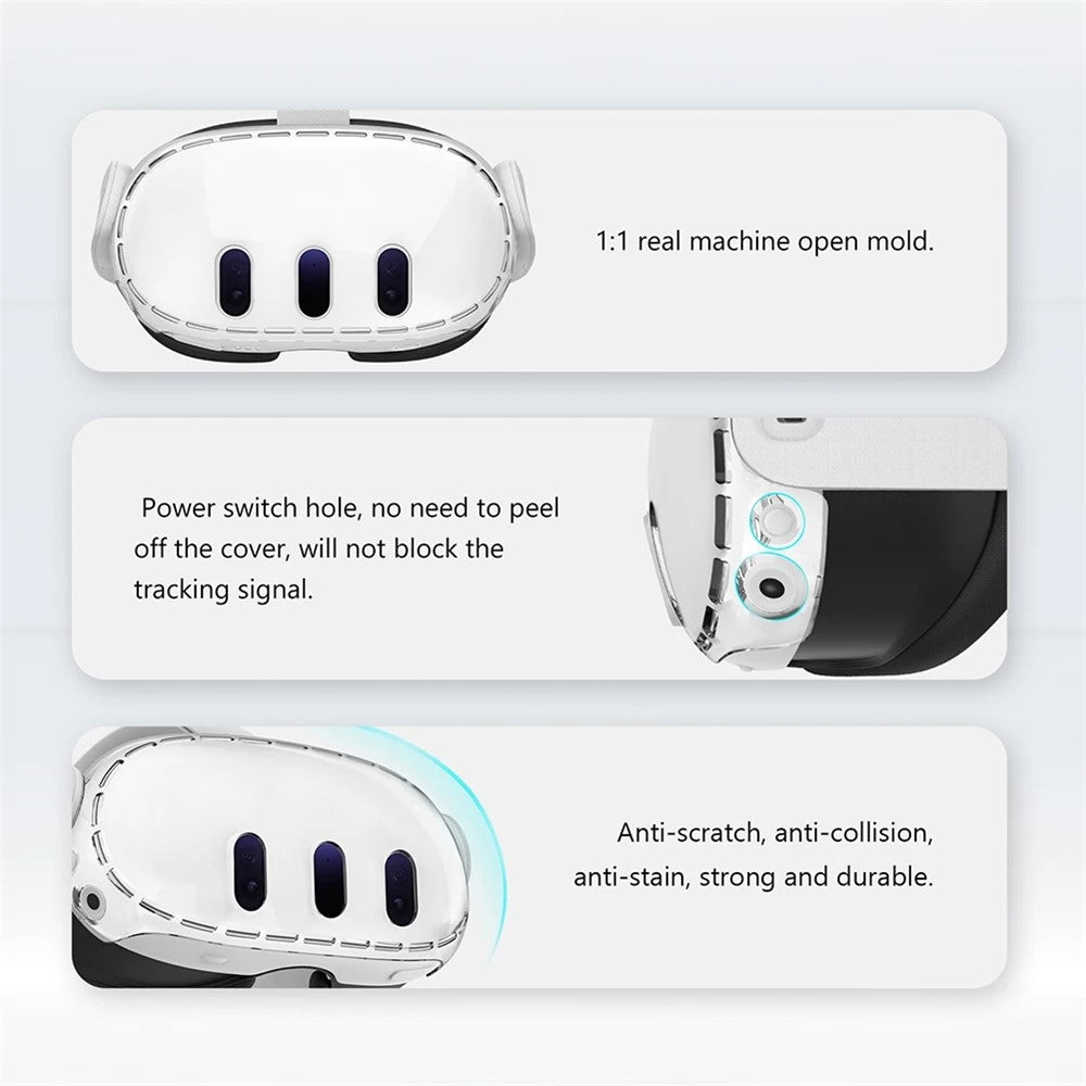 PC Case for Meta Quest 3 VR Headset with 3Pcs Tempered Glass Lens Film