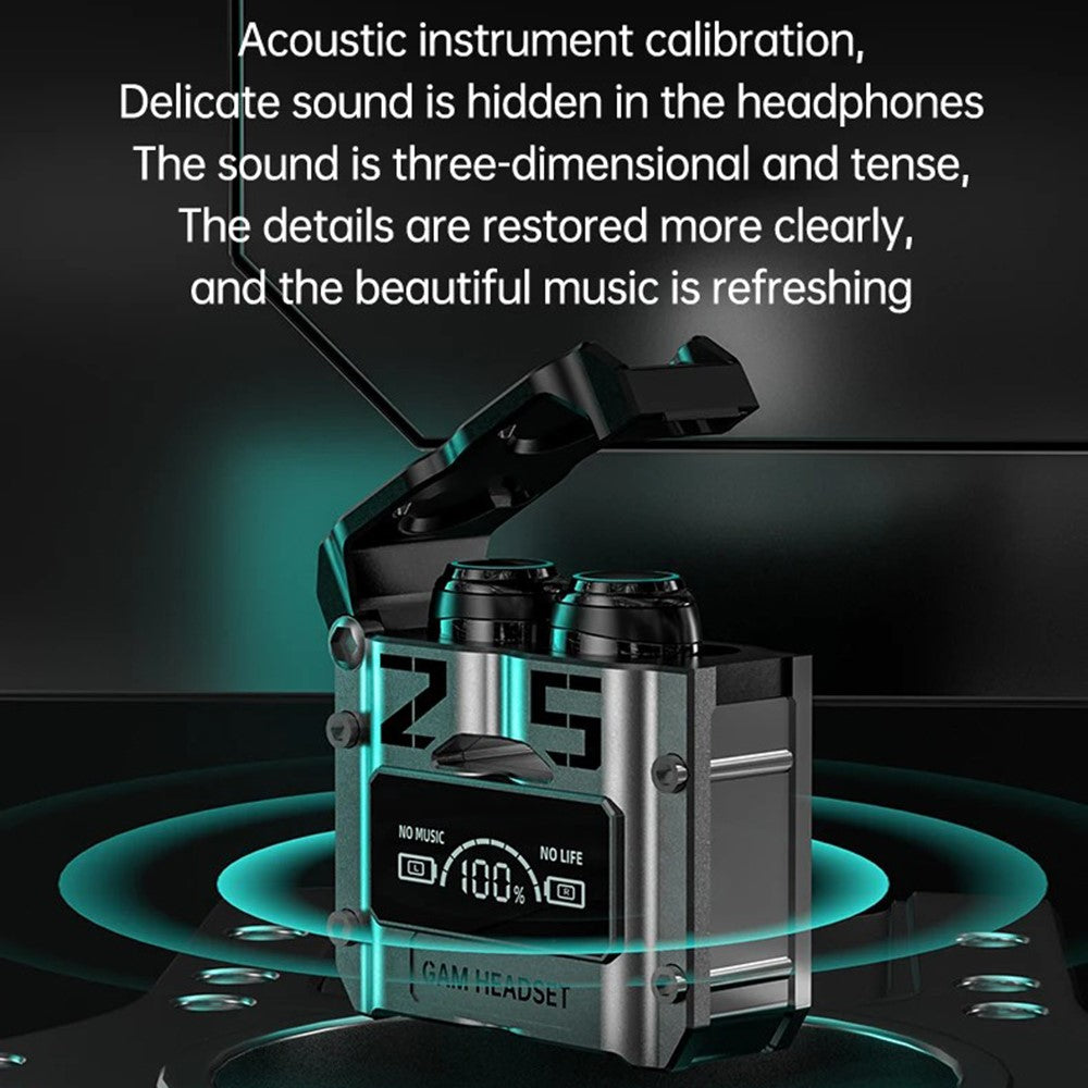 M25 Mecha Design Bluetooth-compatible Earphone Digital Display TWS Gaming Wireless In-ear Headset