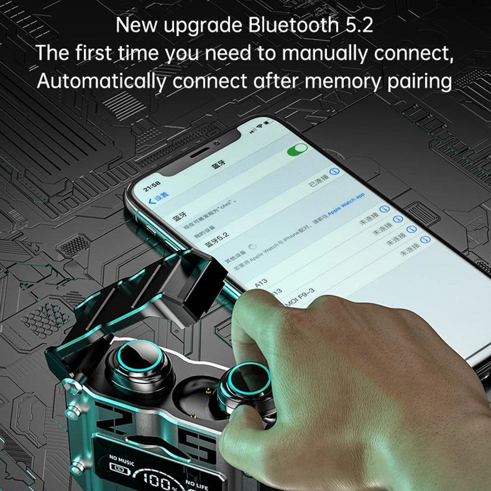 M25 Mecha Design Bluetooth-compatible Earphone Digital Display TWS Gaming Wireless In-ear Headset