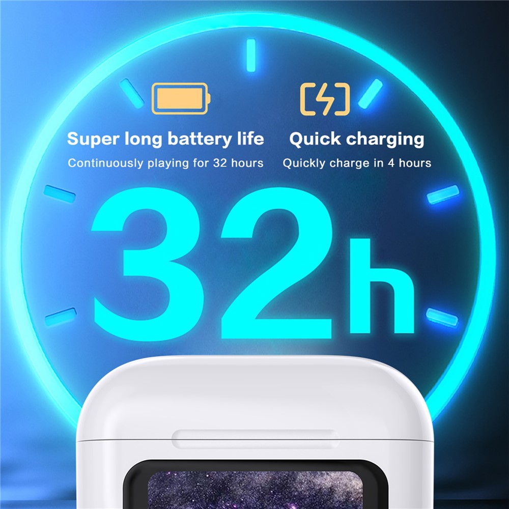T68pro HiFi Sound In-ear Bluetooth-compatible Earphones with LED Full Color Touch Screen Charging Case, English Version