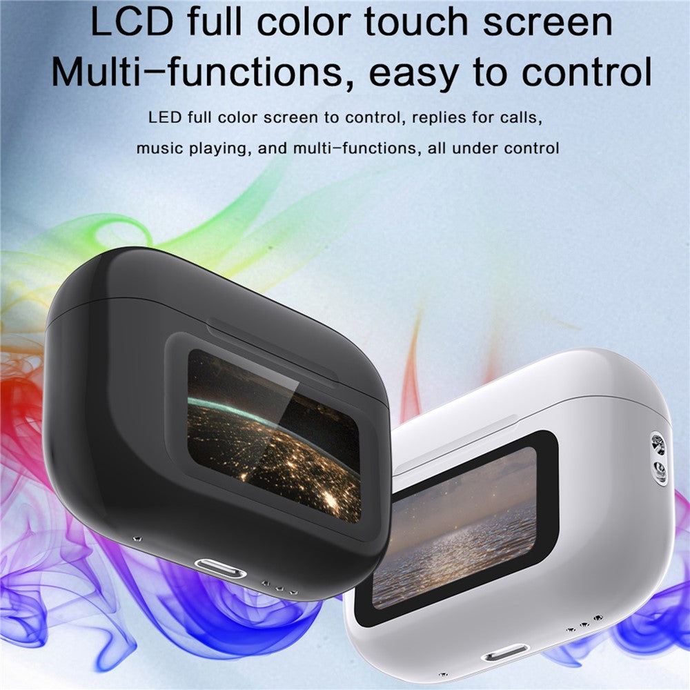 T68pro HiFi Sound In-ear Bluetooth-compatible Earphones with LED Full Color Touch Screen Charging Case, English Version