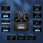 T68pro HiFi Sound In-ear Bluetooth-compatible Earphones with LED Full Color Touch Screen Charging Case, English Version