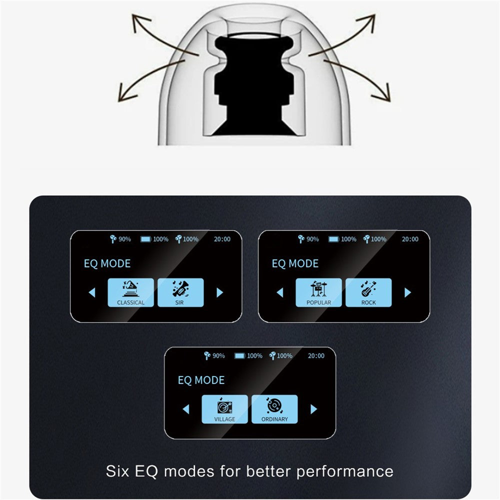 T68pro HiFi Sound In-ear Bluetooth-compatible Earphones with LED Full Color Touch Screen Charging Case, English Version