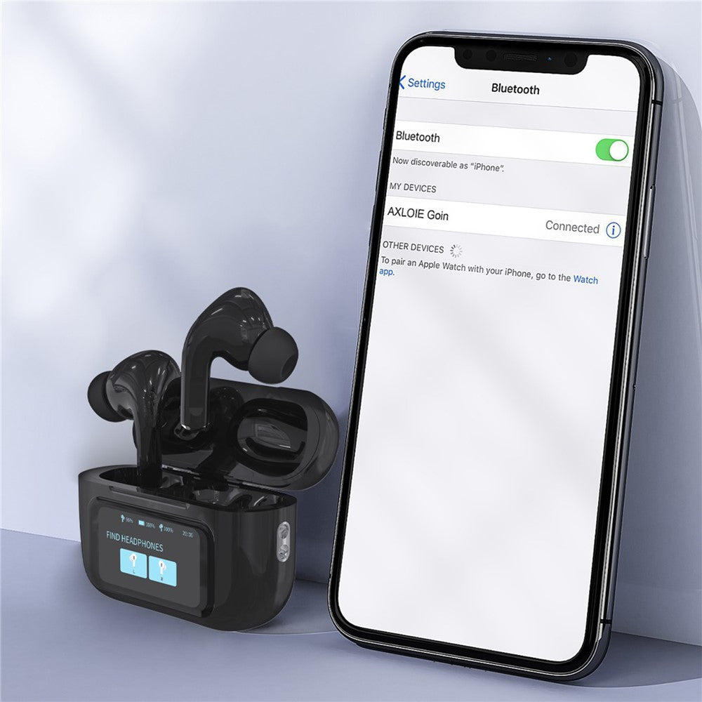 T68pro HiFi Sound In-ear Bluetooth-compatible Earphones with LED Full Color Touch Screen Charging Case, English Version
