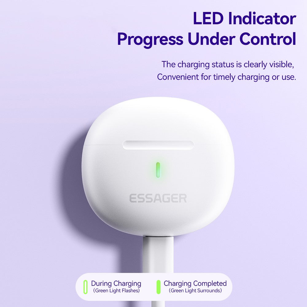 ESSAGER TWS Bluetooth-compatible Earphone HiFi Stereo Sound HD Calling Wireless Headset