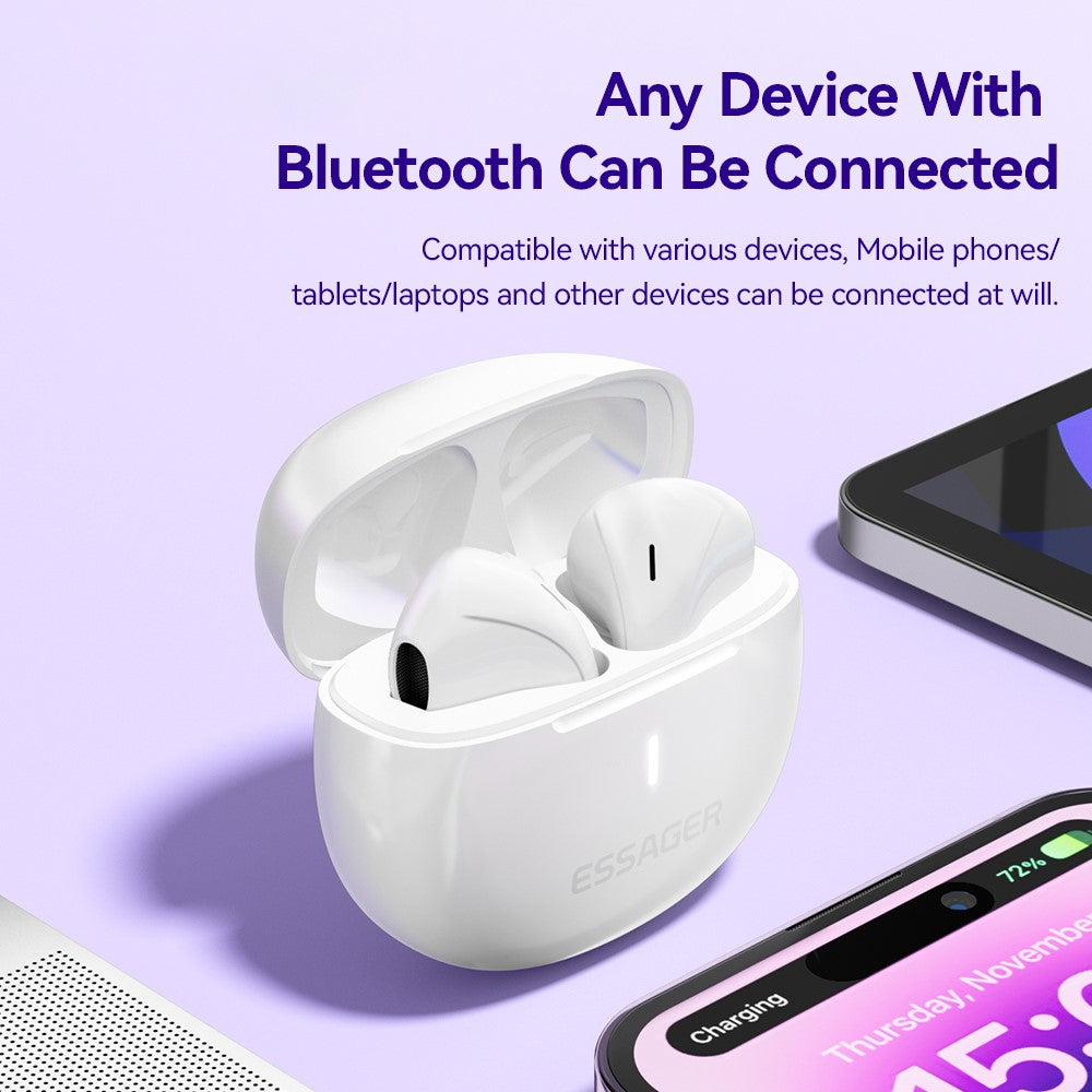 ESSAGER TWS Bluetooth-compatible Earphone HiFi Stereo Sound HD Calling Wireless Headset