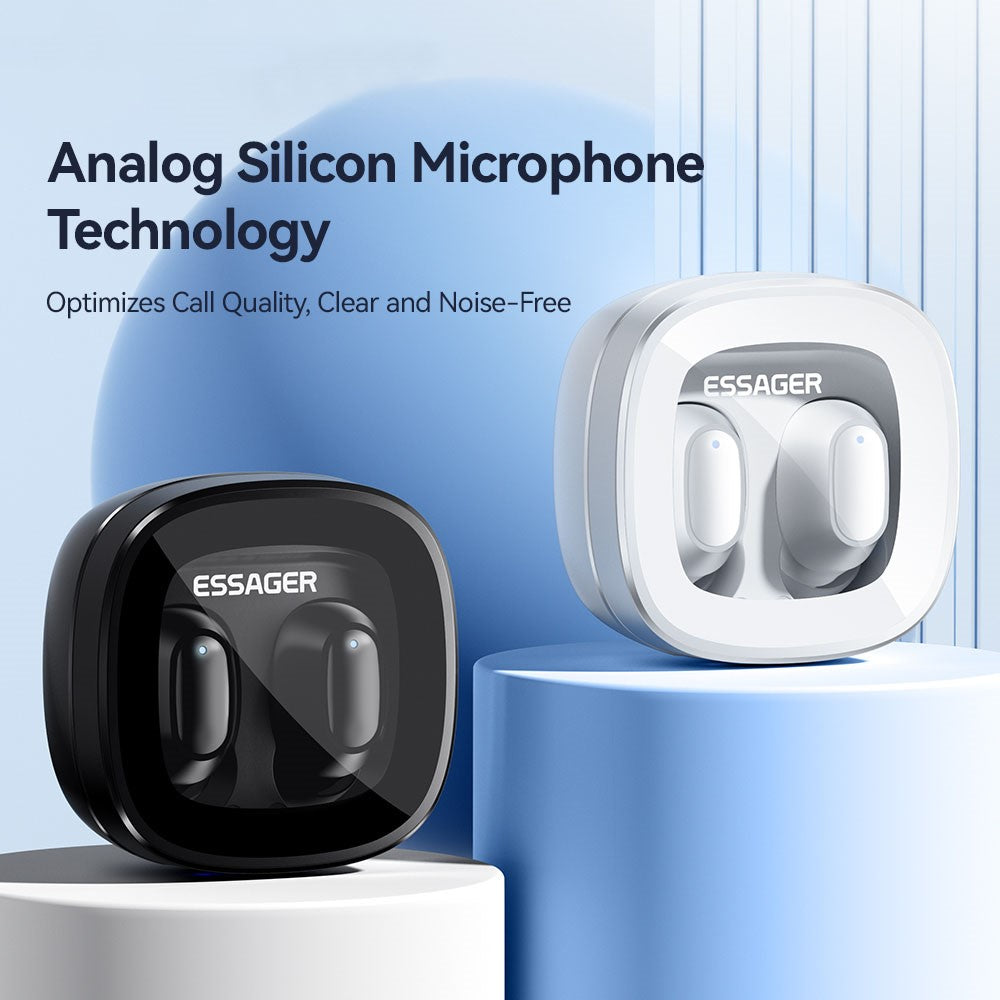 ESSAGER HiFi Stereo Sound In-ear Wireless Headphones Bluetooth-compatible 5.3 TWS Earphones