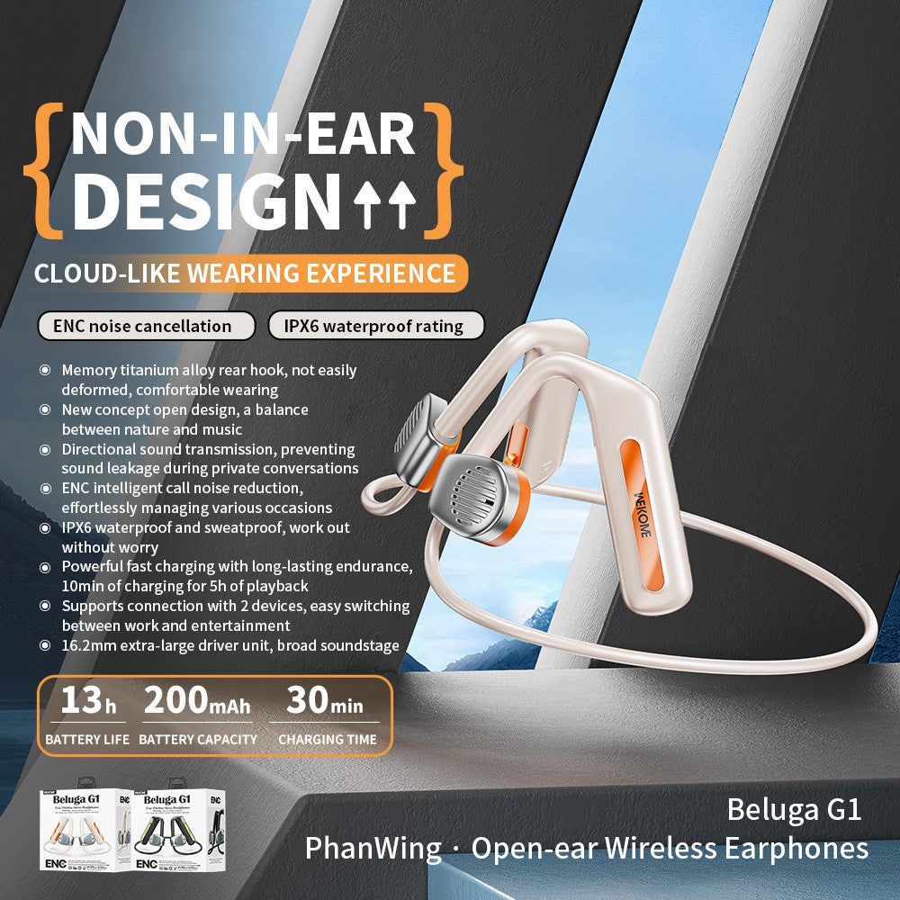 WEKOME Beluga G1 ENC Noise Reduction Bluetooth-compatible Headphones Open Ear Wireless Neckband Earphone