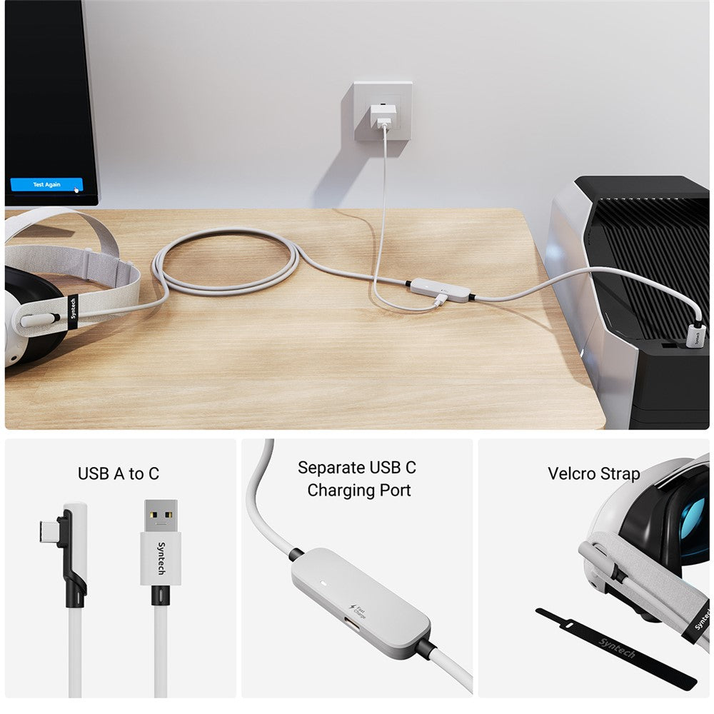 SYNTECH M32C1-5 5M VR Headset Charging Cable for Meta Quest 3S / 3 / 2 Fast Charging Cord 18W USB 3.0