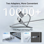 AMVR LC6L 4,88 m 2-i-1 USB-A + Type-C til Type-C 5 Gbps nylonflettet datakabel til VR-gaming