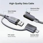 AMVR LC6L 4,88 m 2-i-1 USB-A + Type-C til Type-C 5 Gbps nylonflettet datakabel til VR-gaming