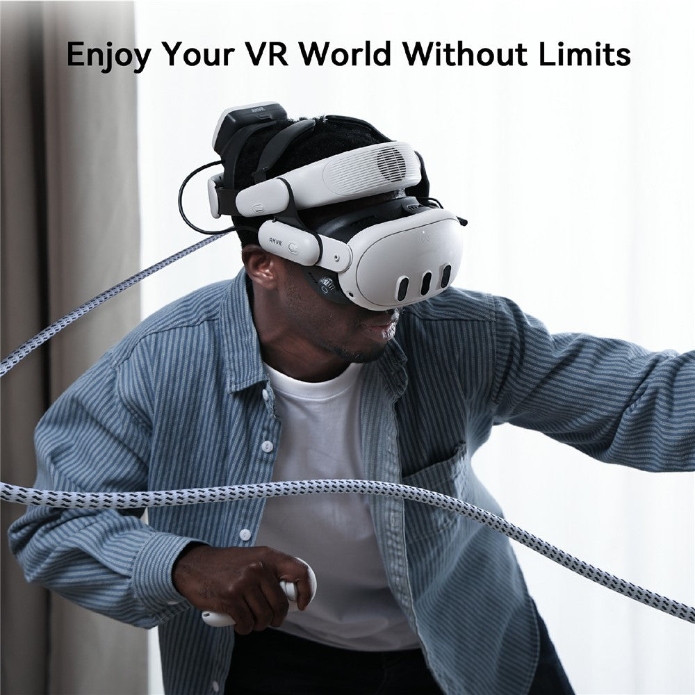 AMVR LC6L 4,88 m 2-i-1 USB-A + Type-C til Type-C 5 Gbps nylonflettet datakabel til VR-gaming