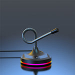 RGB Light Microphone 3 USB Ports Hub Plug and Play Noise Cancelling Desktop Mic