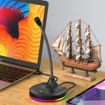 RGB Light Microphone 3 USB Ports Hub Plug and Play Noise Cancelling Desktop Mic