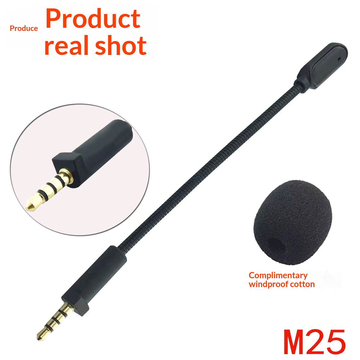 M25 brusreducerande mikrofon för ASUS ROG Theta 7.1 spelheadset avtagbar bommikrofon hörlurar tillbehör