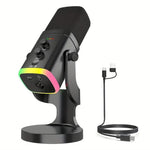 USB Dynamic Microphone Noise Canceling RGB for Recording Gaming Live Streaming Karaoke