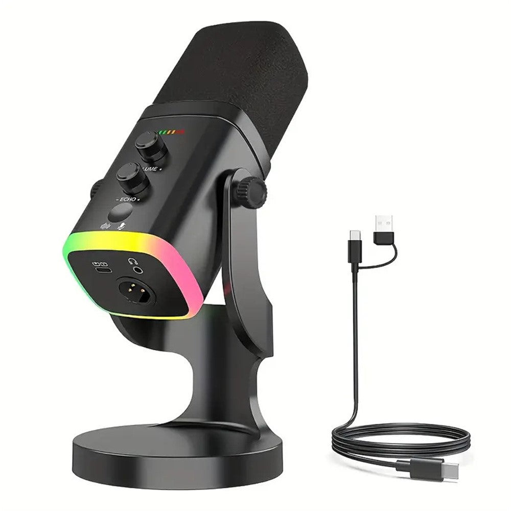 USB Dynamic Microphone Noise Canceling RGB for Recording Gaming Live Streaming Karaoke