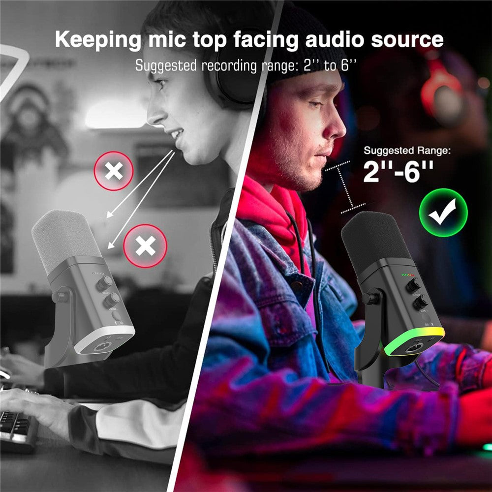 USB Dynamic Microphone Noise Canceling RGB for Recording Gaming Live Streaming Karaoke