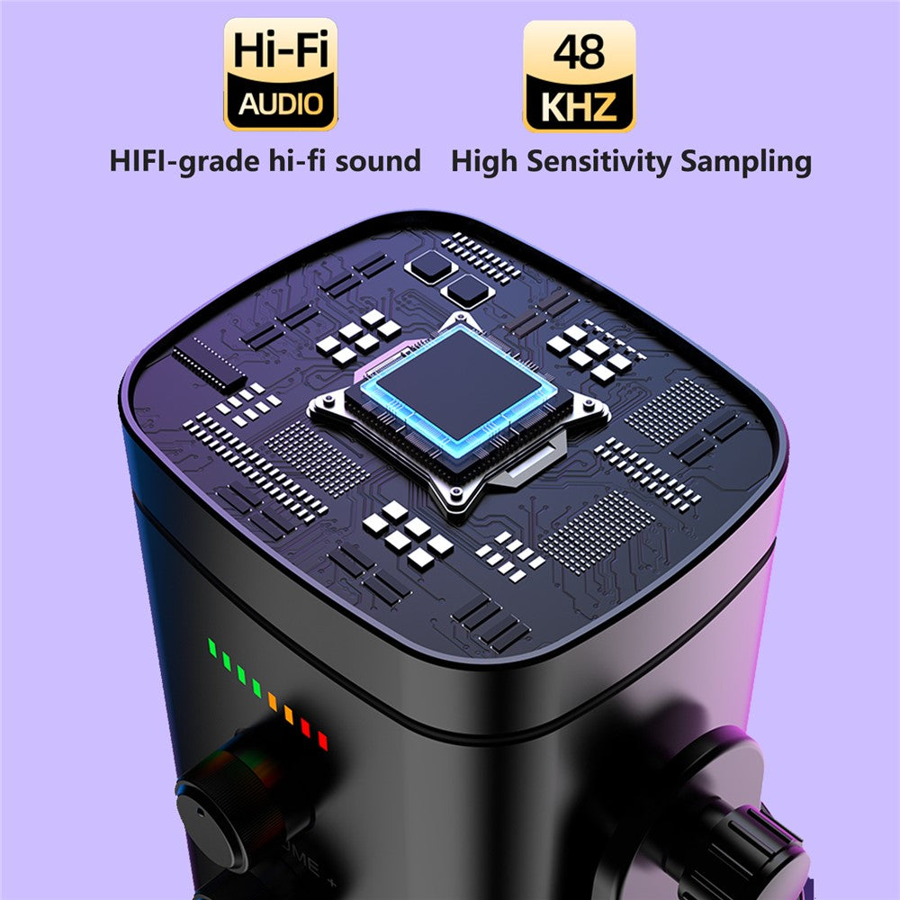USB Dynamic Microphone Noise Canceling RGB for Recording Gaming Live Streaming Karaoke