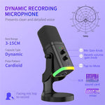 USB Dynamic Microphone Noise Canceling RGB for Recording Gaming Live Streaming Karaoke