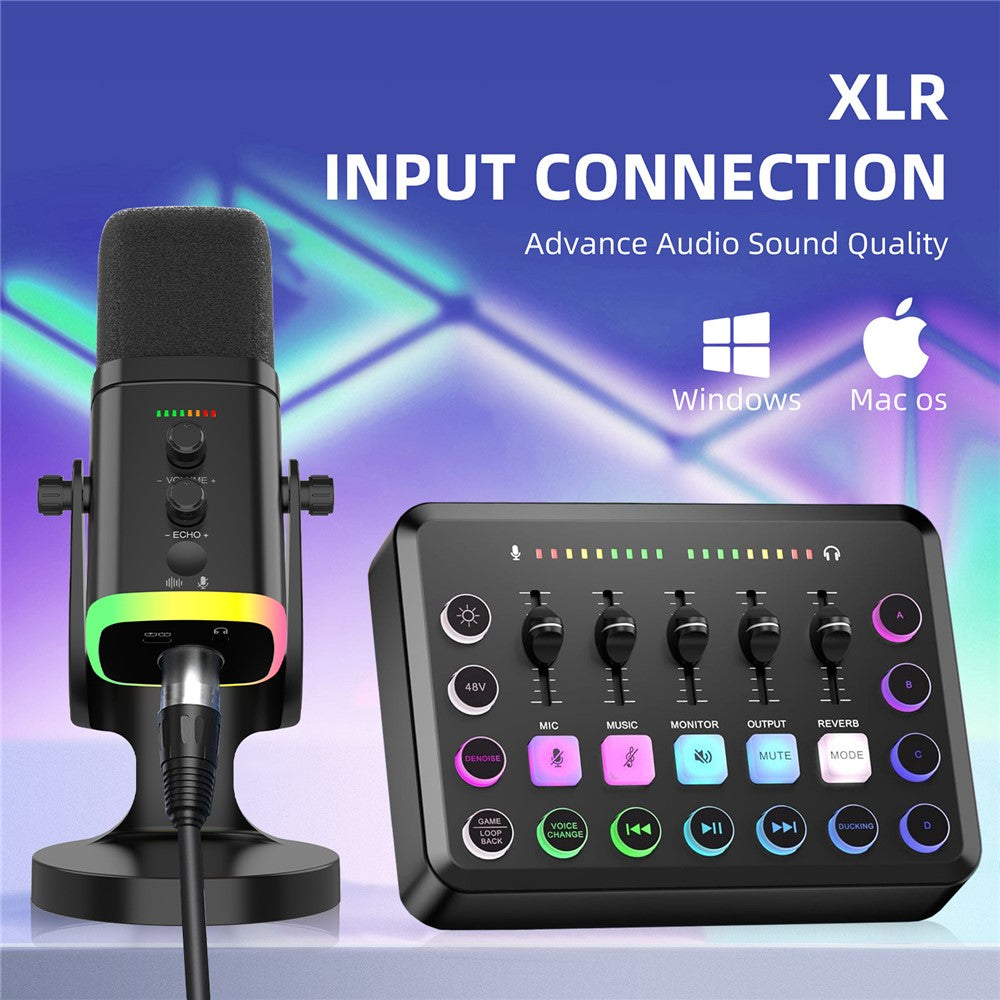 USB Dynamic Microphone Noise Canceling RGB for Recording Gaming Live Streaming Karaoke