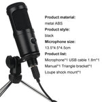 A6 USB Gaming Mikrofon Computer Kondensator PC Mic med Tripod Stand til Streaming Podcast Gaming Vokaloptagelse