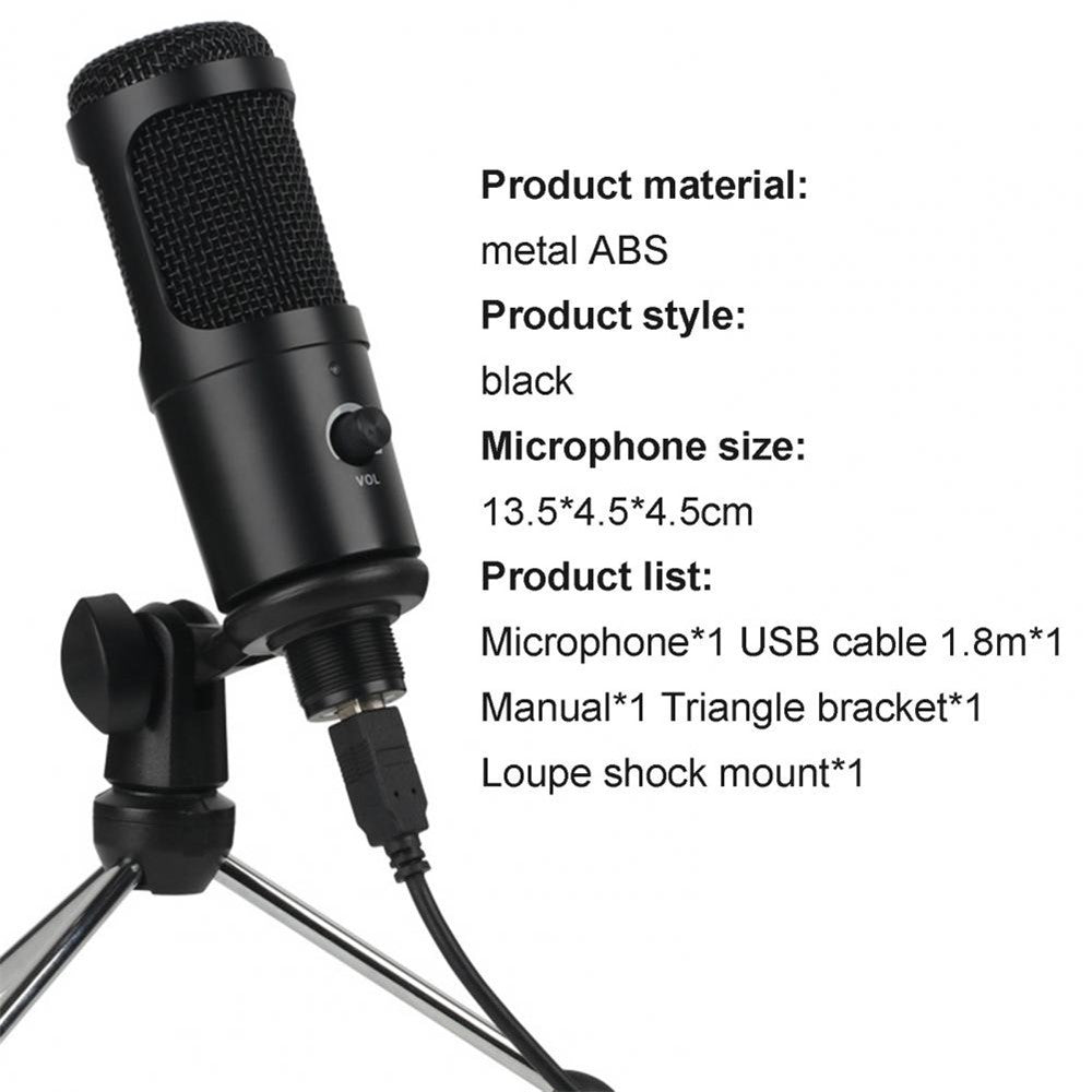 A6 USB Gaming Mikrofon Computer Kondensator PC Mic med Tripod Stand til Streaming Podcast Gaming Vokaloptagelse