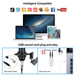 PULUZ Podcast Microphone USB Sound Card Kit Professional Studio Live Sound Mixer with Long Arm for Streaming/Gaming/Recording/Singing/Tiktok/YouTube/PC/Computer