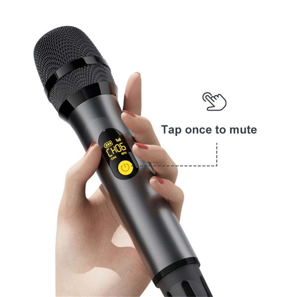 H21H Hjemme Karaokesæt UHF Trådløs Håndholdt Mikrofon, 2 Mikrofoner + 1 Modtager