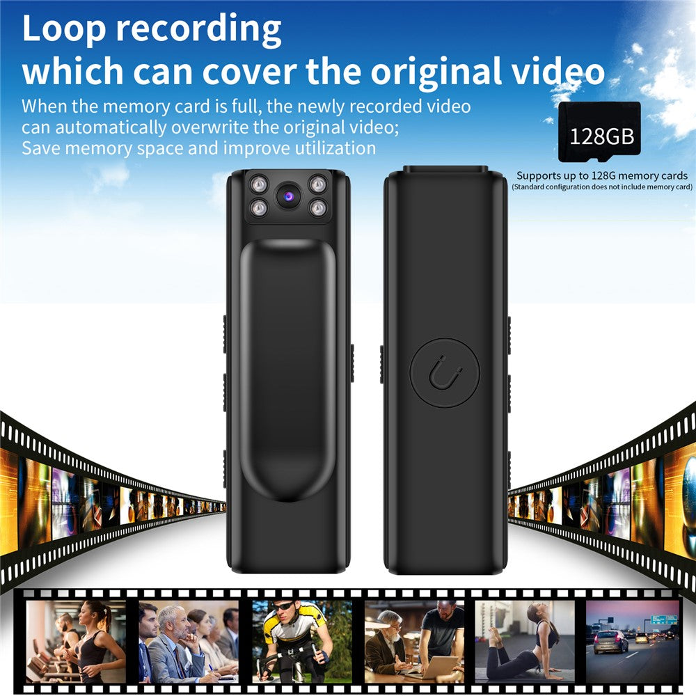 M6 Infrared Night Vision 1080P Full HD Pocket Camera Portable Video Recorder with Back Clip