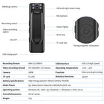 M6 Infrared Night Vision 1080P Full HD Pocket Camera Portable Video Recorder with Back Clip