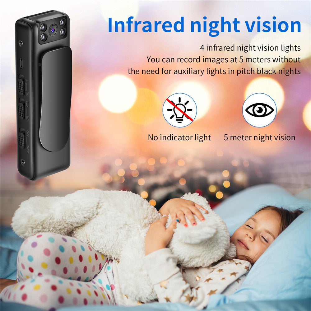 M6 Infrared Night Vision 1080P Full HD Pocket Camera Portable Video Recorder with Back Clip