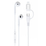 Type-C / 8-Pin 2-in-1 Wired Earphone Digital Chip Stereo Wire Control Phone Music Headset