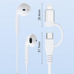 Type-C / 8-Pin 2-in-1 Wired Earphone Digital Chip Stereo Wire Control Phone Music Headset
