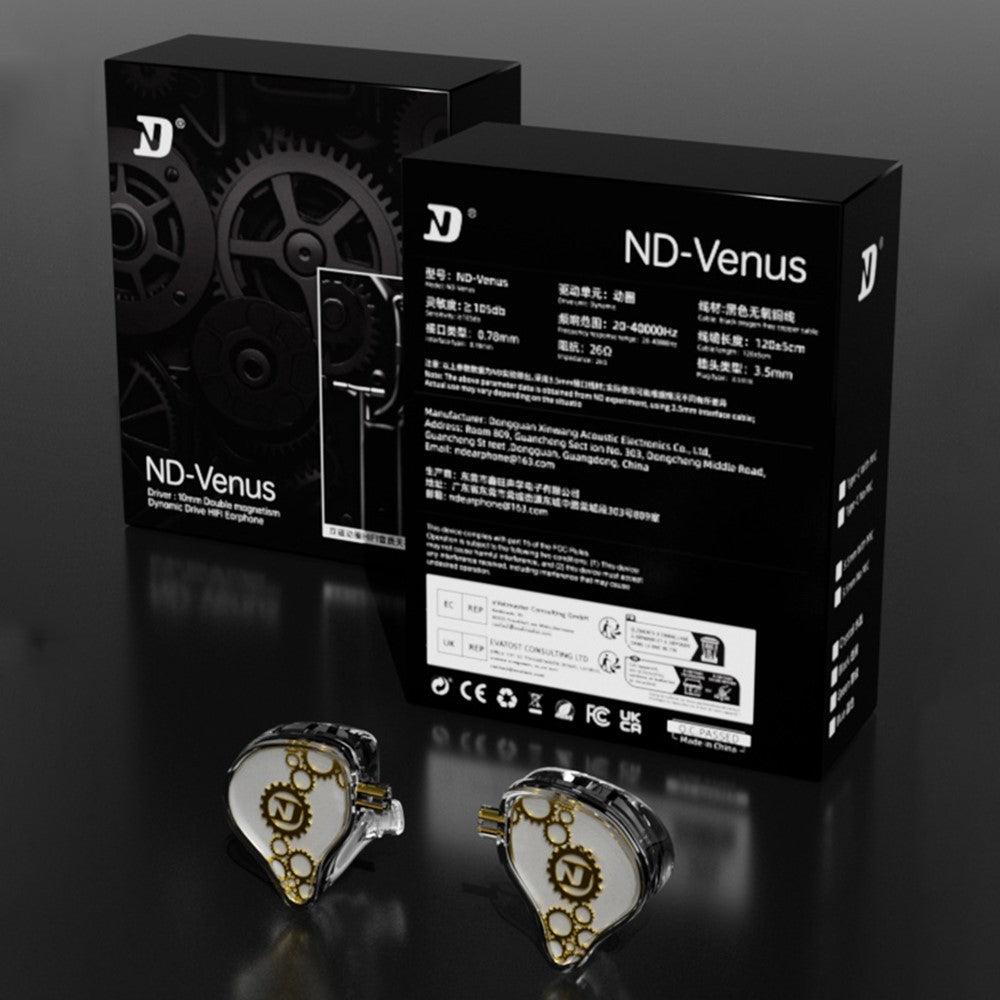 ND Venus Avtagbara Typ-C Trådbundna Hörlurar HiFi-Ljud Industriella In-Ear Hörlurar (Utan Mikrofon)