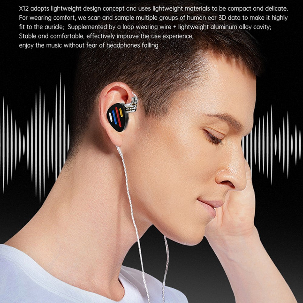 ND X12 Wired Earphones 10mm Dynamic Driver +5BA HiFi In-Ear Headphones with Detachable Cable, with Mic