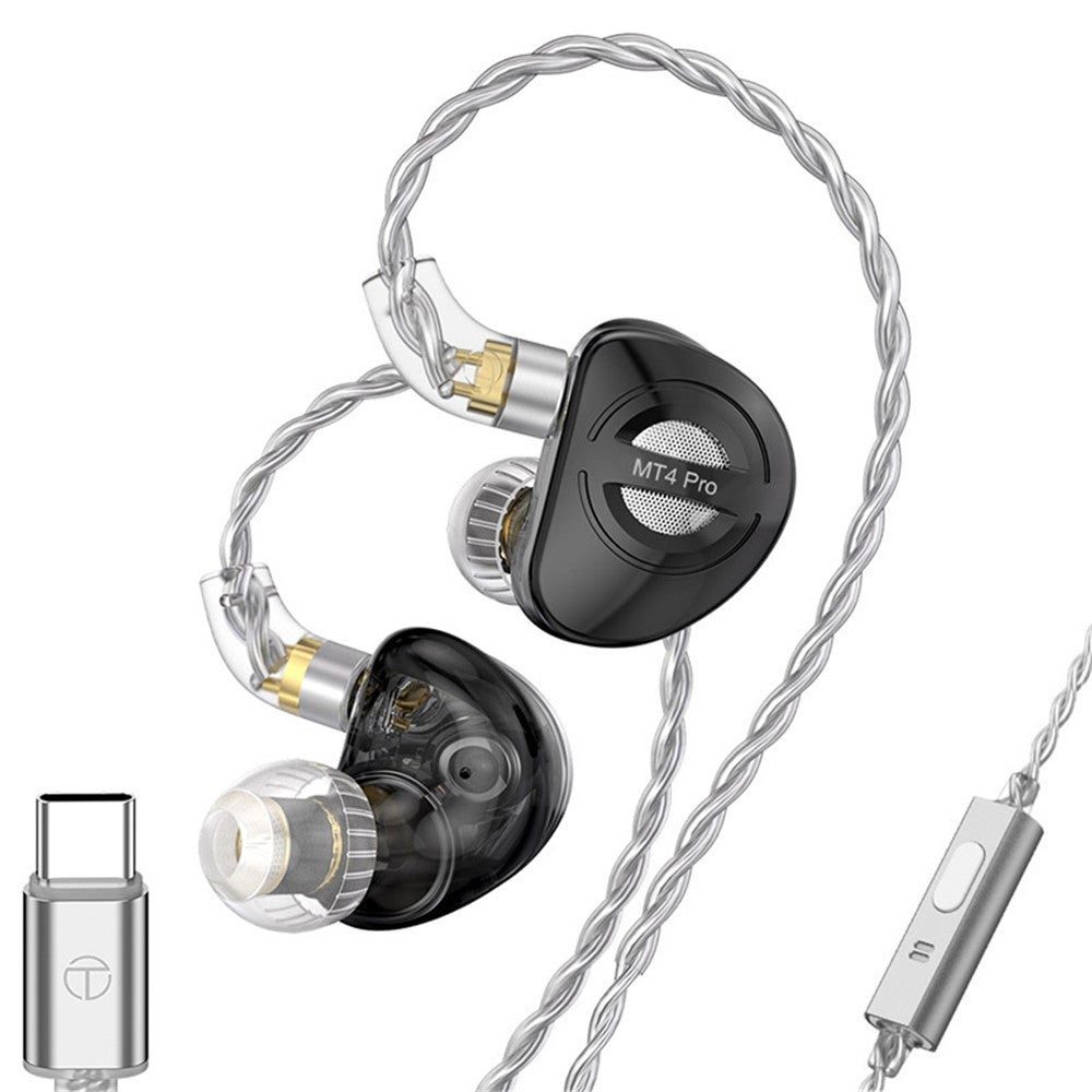 TRN MT4 PRO Detachable Type-C Wired In-Ear Earphone Dual Dynamic Driver HiFi Monitor Headphone with Mic