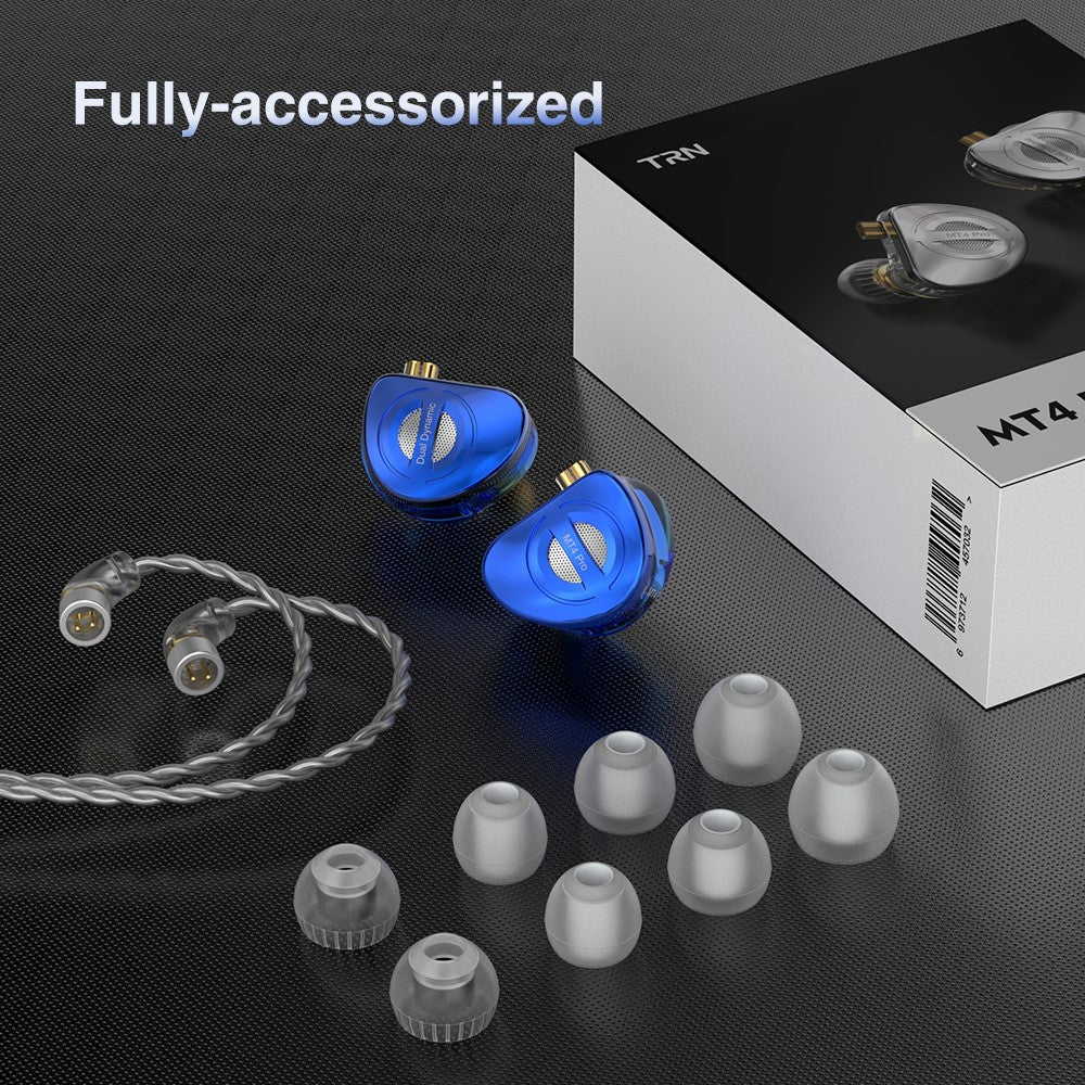 TRN MT4 PRO Detachable 3.5mm Wired In-Ear Earphone Dual Dynamic Driver HiFi Headset, without Mic