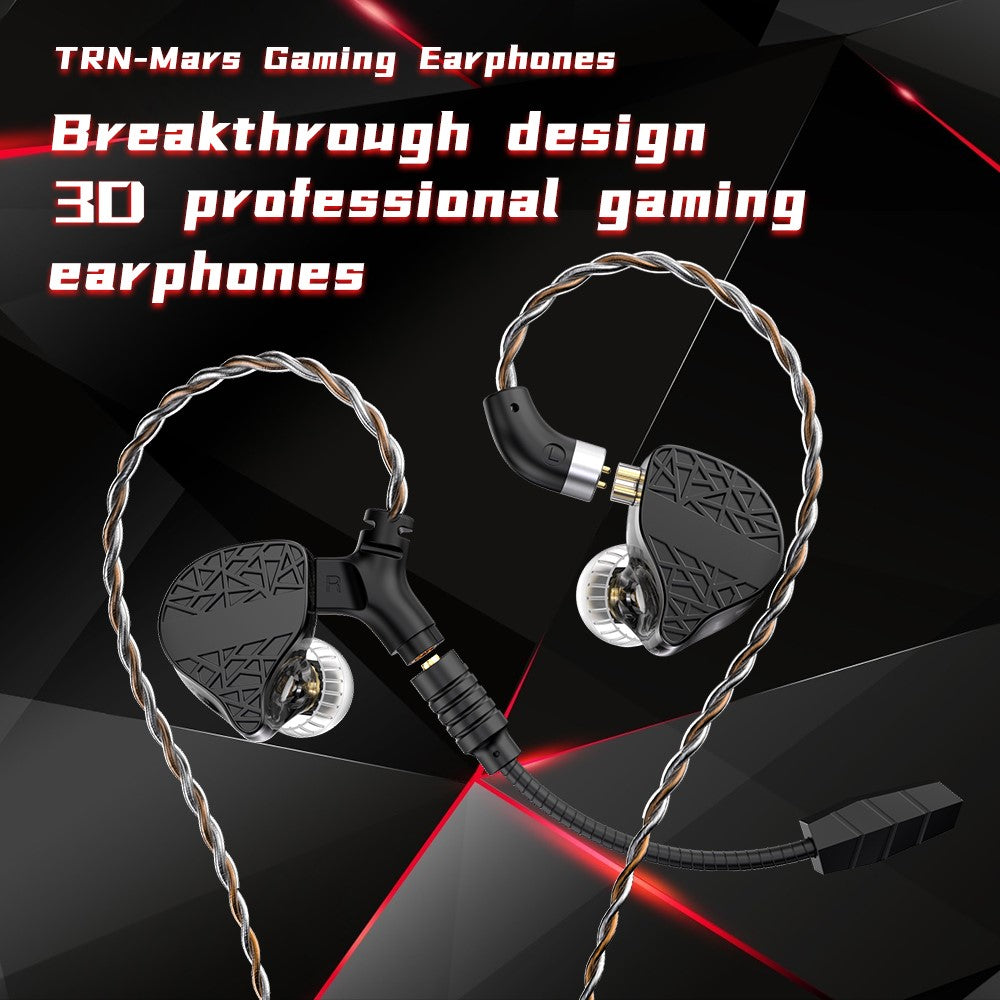 TRN Mars Detachable 3.5mm Wired In-Ear Earphone 3-Unit Vibration Gaming Headset with Mic, 2m
