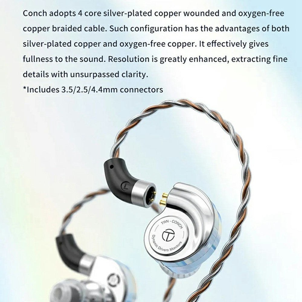 TRN Conch Earphone DLC Diamond Diaphragm Dynamic Driver In-Ear Monitor Tuning Headphones, No Mic